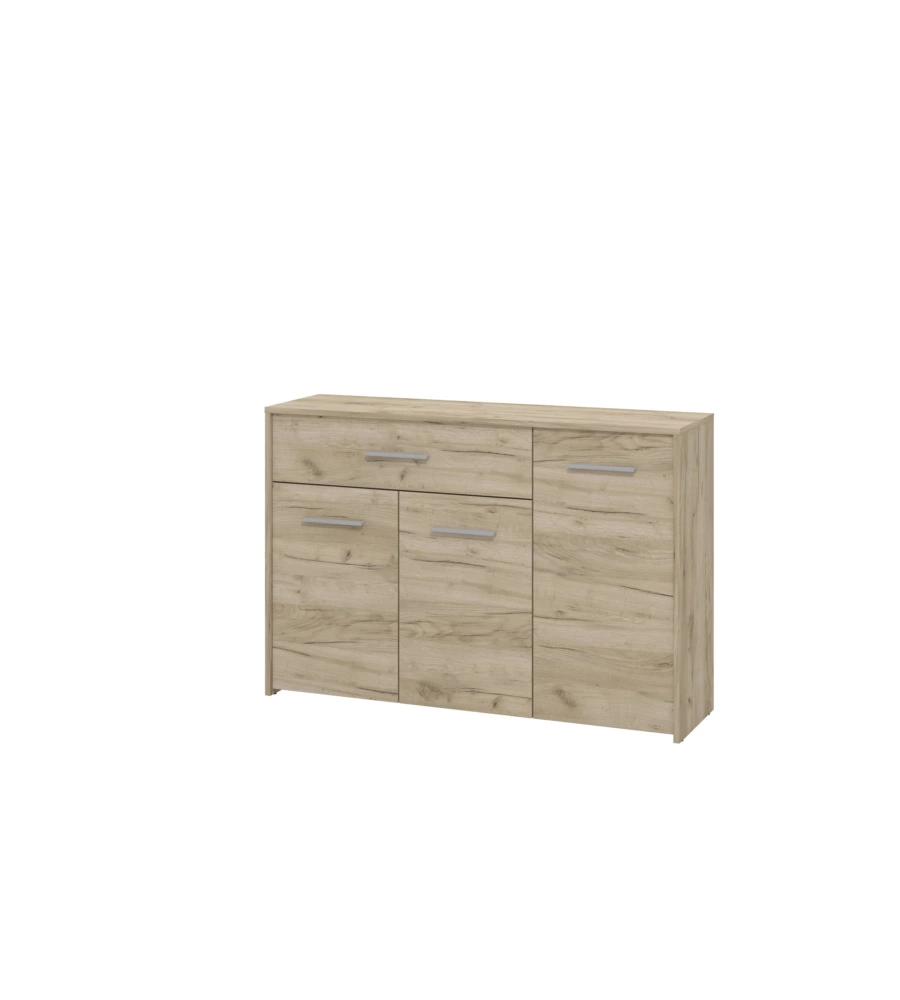 Credenza "girona" 3 ante e 1 cassetto quercia, 119x33x80,5 cm